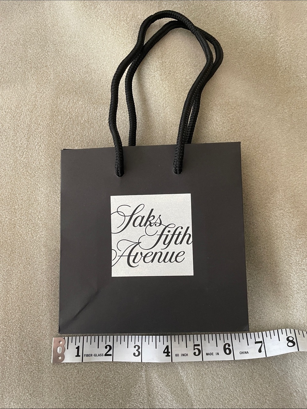 Saks fifth Avenue small black paper tote bag